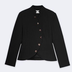 NWT Black Women's Blazer with Gold Accents
SOLID DIAGONAL BUTTON JACKET large